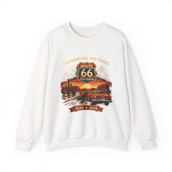 Route 66 Centennial 1926-2026 Crewneck | Vintage Roadtrip Scenic Design