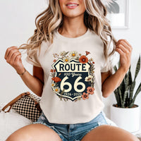 Route 66 Floral Shield T-Shirt | 100 Years Anniversary Centennial Tee