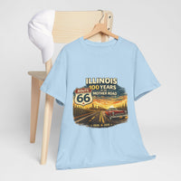 Front Print: Illinois Route 66 100 Years T-Shirt | Mother Road tee, vintage car graphic