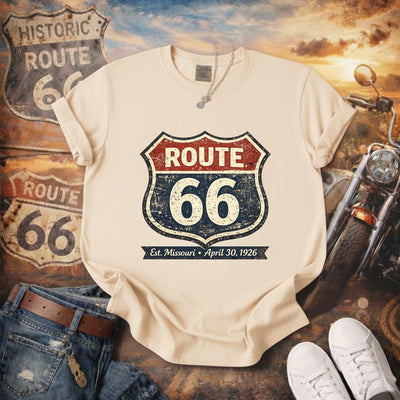 Route 66 Shield Graphic T-shirt | Vintage Highway Sign Tee