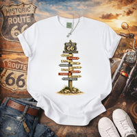 Route 66 Tee Signpost T-Shirt | Vintage Roadtrip Directions Road Trip Shirts