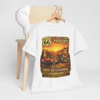 Sunset Route 66 Centennial Vintage Cars T-Shirt | 100 Years 1926-2026