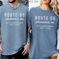 Route 66 100th Anniversary Shirt Springfield MO 1926–2026 Historic Route 66 Souvenir Tee USA Road Trip Route66 Centennial Comfort Colors Tee