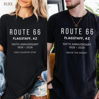 Route 66 Centennial Shirt Flagstaff AZ 1926–2026, Route66 100th Anniversary Tee, Personalized Arizona Route 66 Souvenir Tshirt