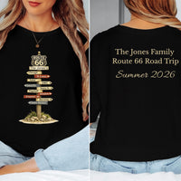 Custom Road Trip Tee Route 66 tee Signpost Road Trip T-shirt | Personalized Road trip Family Tee