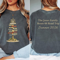 Custom Road Trip Tee Route 66 tee Signpost Road Trip T-shirt | Personalized Road trip Family Tee