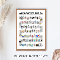 Auf dem Weg zur 66, 1960 Birthday Poster, Route to 66, 66th Birthday Gift, Road to 66 Years Ago Back In 1960 Print, Born in 1960 Party Decor