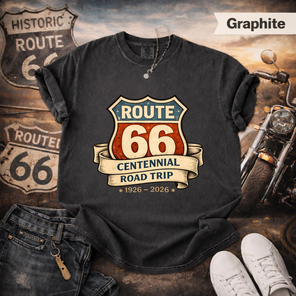 Route 66 Centennial T-Shirt, Vintage Road Trip Tee, Comfort Colors