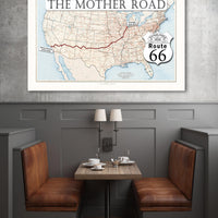 1926 Route 66 map with blue water printable wall art (instant download)