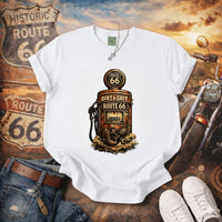 Route 66 Tee, Vintage Gas Pump T-shirt, Dirt & Grit Americana