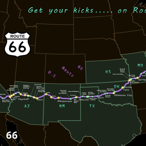 Route 66 Poster Map