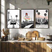 Route 66 Minimal Line Art Poster Matte Vertical Posters | Vintage Car Rear-View