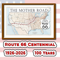 1926 Route 66 map with States highlighted printable poster (instant download)