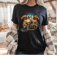 Route 66 Motorcycle T-Shirt, Anniversary Skeleton Biker Shirt