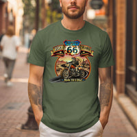 Route 66 Motorcycle T-Shirt, Anniversary Skeleton Biker Shirt
