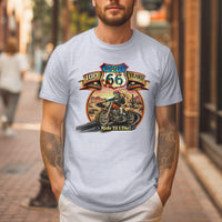 Route 66 Motorcycle T-Shirt, Anniversary Skeleton Biker Shirt