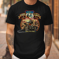 Route 66 Motorcycle T-Shirt, Anniversary Skeleton Biker Shirt