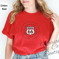 Route 66 Road Sign Graphic T-Shirt | Vintage Road Trip tee | Gift for Traveler | Outdoor Lover