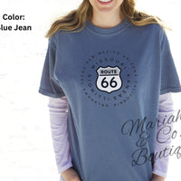 Route 66 Road Sign Graphic T-Shirt | Vintage Road Trip tee | Gift for Traveler | Outdoor Lover