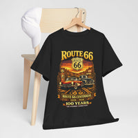 Front Print: Route 66 Centennial Vintage Car T-Shirt | Retro Highway Graphic