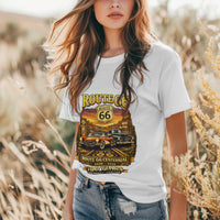 Front Print: Route 66 Centennial Vintage Car T-Shirt | Retro Highway Graphic