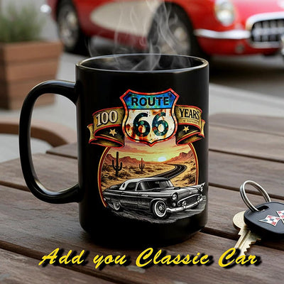 Route 66 Classic Car Mug – Personalized Anniversary Gift