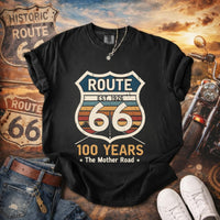 Retro Route 66 Centennial T-Shirt Classic Americana Road Trip Tee | 100th Anniversary Mother Road Rt. 66 Souvenir Shirt for Men & Women