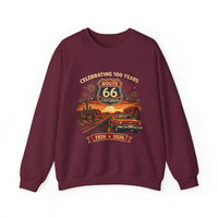 Route 66 Centennial 1926-2026 Crewneck | Vintage Roadtrip Scenic Design