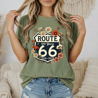 Route 66 Floral Shield T-Shirt | 100 Years Anniversary Centennial Tee