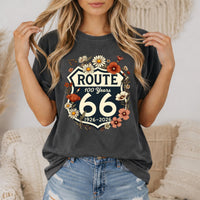 Route 66 Floral Shield T-Shirt | 100 Years Anniversary Centennial Tee
