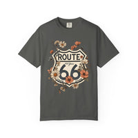 Route 66 Floral Shield T-shirt | Vintage Highway Shirt Road Trip Tee | 100 Years Anniversary Shirt