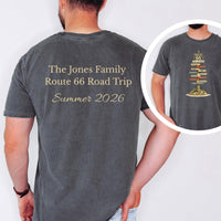 Custom Road Trip Tee Route 66 tee Signpost Road Trip T-shirt | Personalized Road trip Family Tee