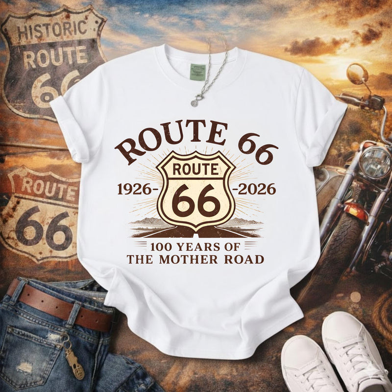 Route 66 Shirt Sign Post Top Shield 1926-2026 T-Shirt 100 Years of The Mother Road Anniversary Tee