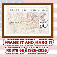 Route 66 map from 1926 to 2026 (instant download)