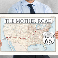 1926 Route 66 map with blue water printable wall art (instant download)