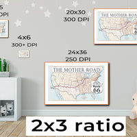 1926 Route 66 map with States highlighted printable poster (instant download)