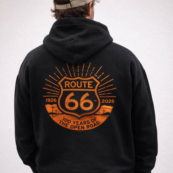 Route 66 100 Year Hoodie 1926 2026 Centennial Sweatshirt Open Road Anniversary Pullover Vintage Highway Graphic Hoodie for Men Women