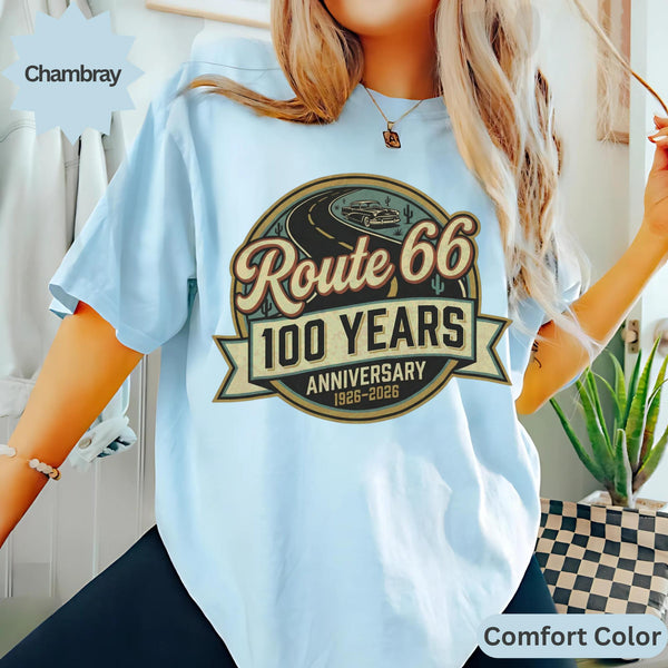Route 66 T-Shirts Sweatshirt: 100 Year Anniversary, Classic Car, Highway
