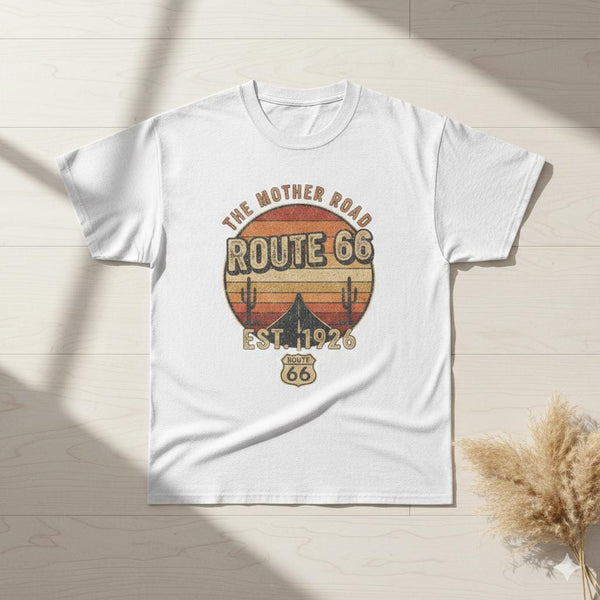 Vintage Route 66 T-Shirt - Desert Sunset Graphic Tee, The Mother Road Est 1926, Retro Americana Road Trip Shirt, Gift for Travelers