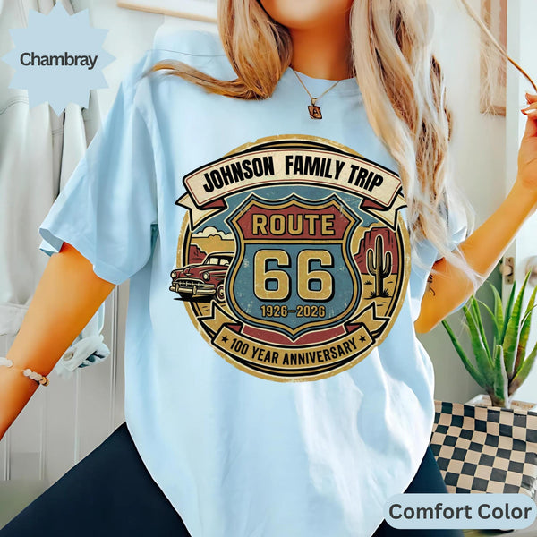 Route 66 T-Shirts Sweatshirt: Family name personalized , Anniversary, Classic Car, Retro