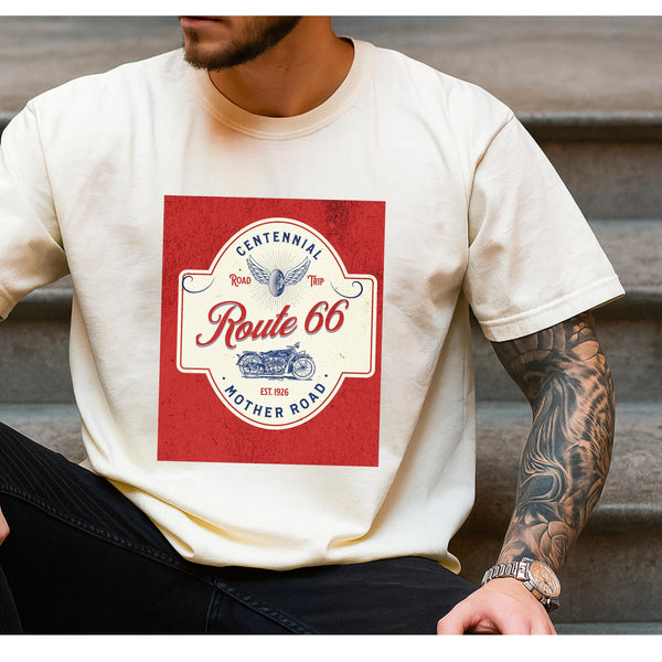 Route 66 100th Centennial T-Shirt | Vintage Red Blue Cream