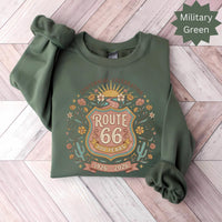 Route 66 comfort color T-Shirts Sweatshirt Centennial Celebration 1926-2026 Vintage Desert Floral Design
