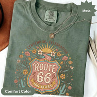 Route 66 comfort color T-Shirts Sweatshirt Centennial Celebration 1926-2026 Vintage Desert Floral Design