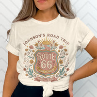 Custom text Route 66 T-Shirts Sweatshirt: Custom Road Trip, Vintage 100 Year Anniversary, Personalized Desert Design