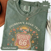 Custom text Route 66 T-Shirts Sweatshirt: Custom Road Trip, Vintage 100 Year Anniversary, Personalized Desert Design