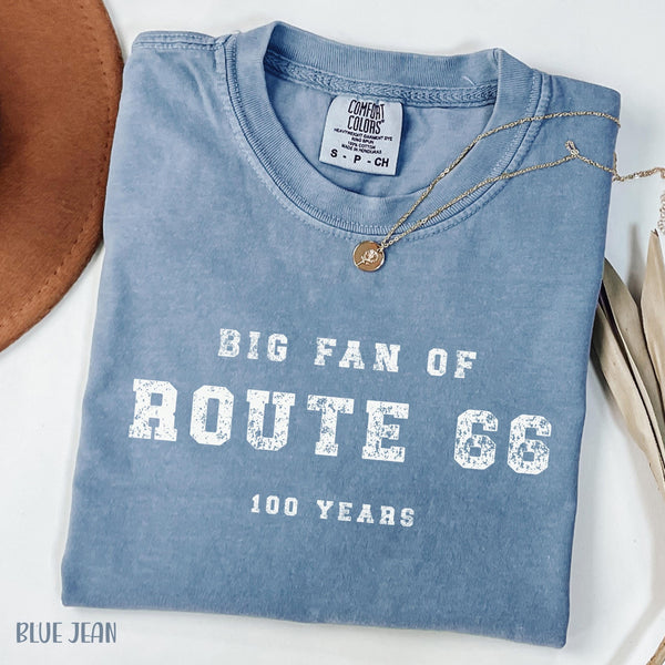Route 66 Centennial Shirt, Big Fan of Route66, RT 66 100 Years Tee, Americana Road Trip T-Shirt