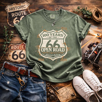 Route 66 Shield 100 Years T-shirt Vintage Highway Anniversary Tee Road Trip Shirts