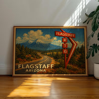 Flagstaff Arizona Route 66 Mountain Travel Poster Wall Art