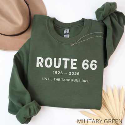 Route 66 Centennial Sweatshirt 1926–2026 100 Years Shirt, Vintage Americana Road Trip Tee, Until the Tank Runs Dry Retro Highway T-Shirt