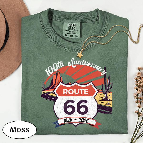 Route 66 100th Anniversary T-shirt | Vintage Desert Road Graphic